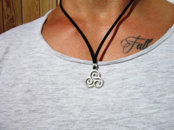 Mens Necklace Leather Pendant Necklace – Handmade Jewelry Gift for Him Personalized Jewelry by Kekugi