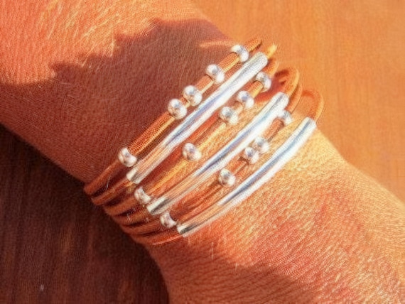 Leather & Silver Bracelets for Women • Matching Couple Bracelets • Custom bracelet Gift for women • Best Selling Items jewelry by Kekugi