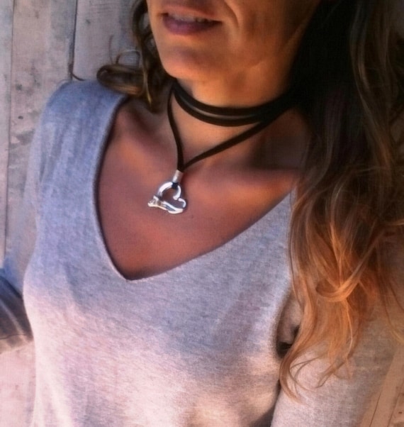 Wrap Heart Necklace  Minimalist Bohemian Jewelry  HIPPY-CHIC Gift for Her