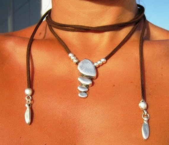 Bohemian Wrap Necklace  Minimalist Boho Jewelry  HIPPY Chic Gift