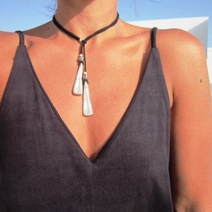 Bohemian necklace, y necklace, lariat necklace, leather necklaces for women, pendant necklace, boho necklace, leather necklace image 5
