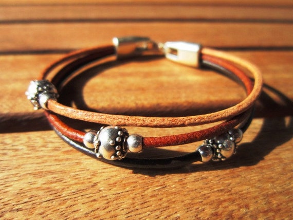 brown bracelet, womens bracelets, silver bracelet, leather bracelet, beaded Bracelets, fashion jewelry, accessories, charm Bracelet