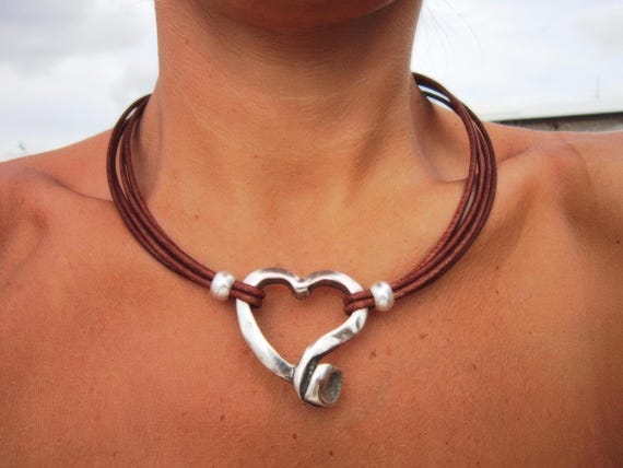 Couples Beaded Necklace with Silver Heart Pendant Charm • Bohemian Handmade jewelry Necklaces for Women • Personalized Jewelry Gift for Her