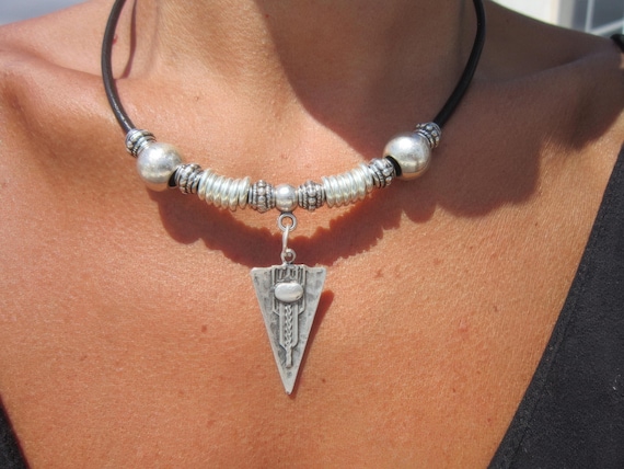 Silver Beaded Necklace with Charm • Bohemian Handmade jewelry • Couples Necklaces for Women • Personalized Jewelry Gift for Her by kekugi