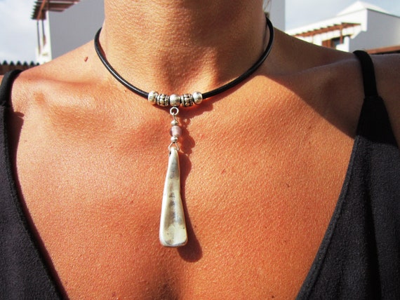 statement silver stick charm necklace, beaded necklaces for women