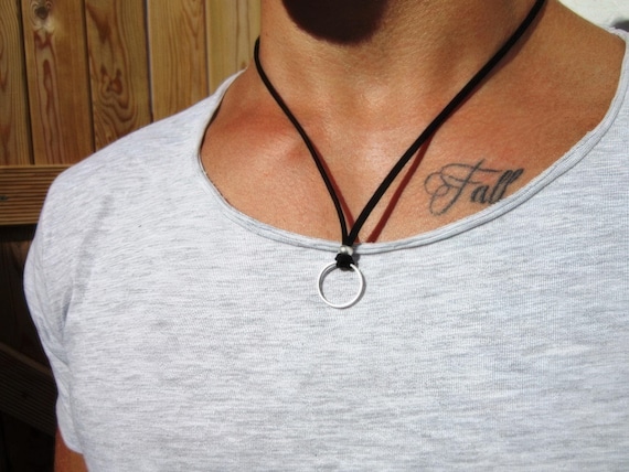 Mens Necklace Leather Pendant Couples Necklace – Handmade Jewelry Gift for Him Personalized Jewelry by Kekugi