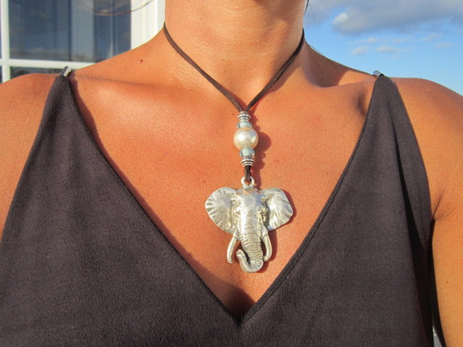 Elephant Necklace Animal Necklace Custom Necklace Boho Etsy