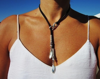 drop necklace, Y necklaces, lariat necklace, infinity necklace, silver necklaces, fashion jewelry, leather necklaces