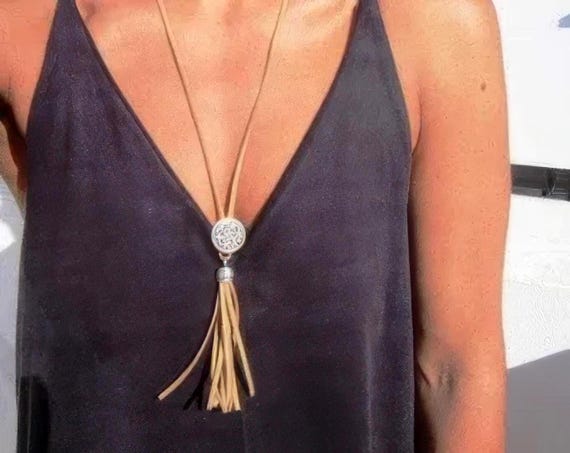 Best selling items Silver Everyday Pendant Beaded Necklace • Long Boho Layered Chunky Necklace Gift for Her • Necklaces for Women by Kekugi