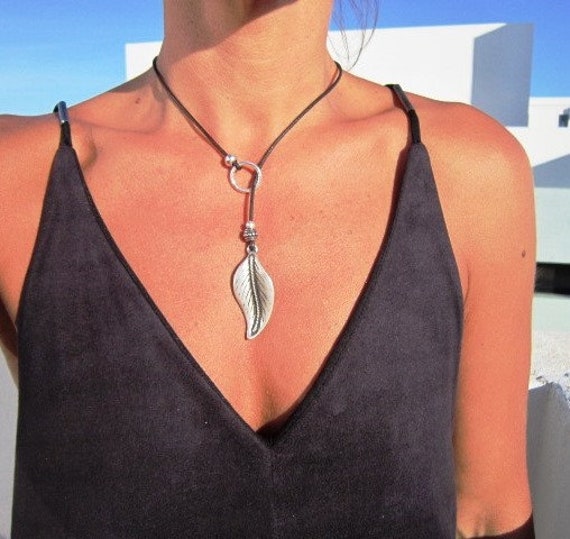 long Y Necklace, long lariat necklace, leaf necklace, lariat necklace, Dainty Lariat Necklace, silver Lariat, Simple Layering Necklace