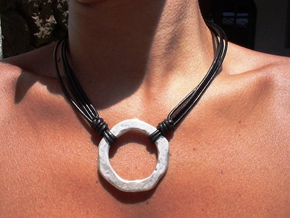 Silver Pendant Ring Necklace birthday gift for Her or Mom • Personalized Gifts or Anniversary • Handmade Bohemian Jewelry Best selling items