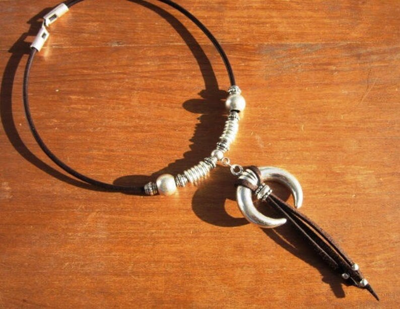 boho jewelry womens necklace horn pendant necklace bohemian necklace horn necklace horn choker bohemian jewelry boho necklace