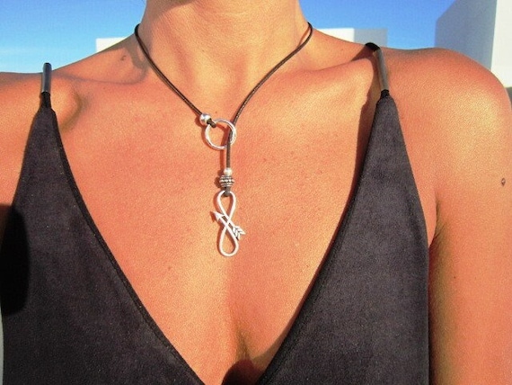 Dainty Silver Infinity Y Necklace  Elegant Lariat Choker