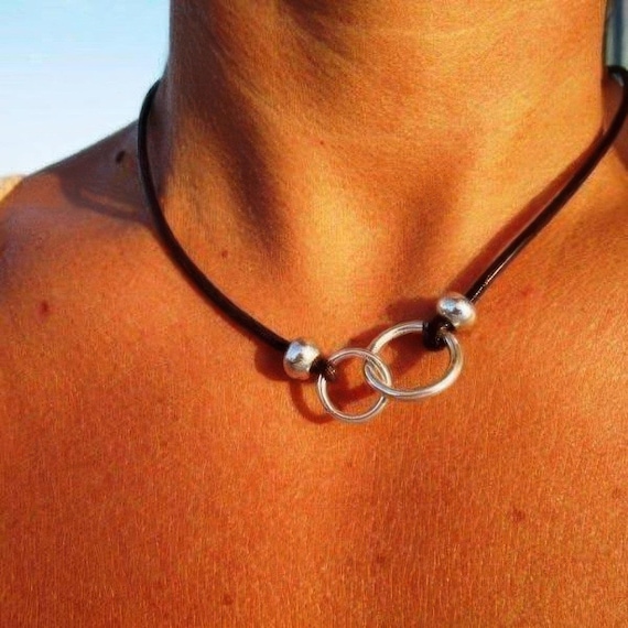 Handmade Leather Couples Necklace with Rings • Unique Matching necklace customized • Personalized Bohemian Jewelry Gift for Her by Kekugi