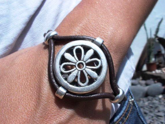 Leather & Silver Bracelets for Women • Matching Couple Bracelets • Custom bracelet Gift for women • Best Selling Items jewelry by Kekugi