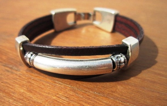 leather bracelet, womens bracelet, beaded bracelet, silver bracelet, sterling silver, jewelry, bead bracelet