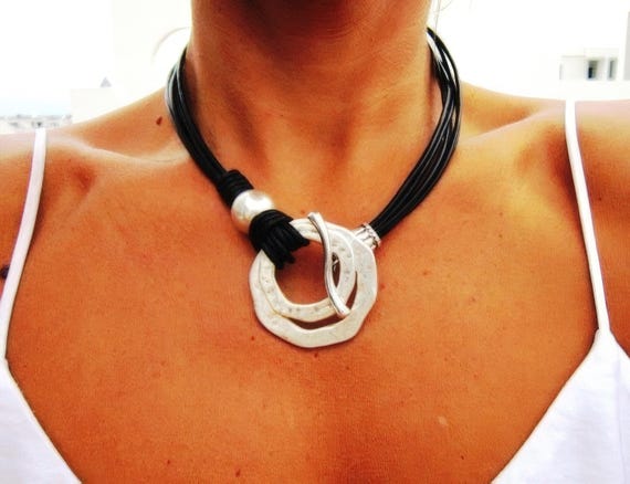 Custom Statement Silver Beaded Ring Necklace • Matching Couples Necklace Custom Personalized Jewelry • top Sellers Design Gift for Her