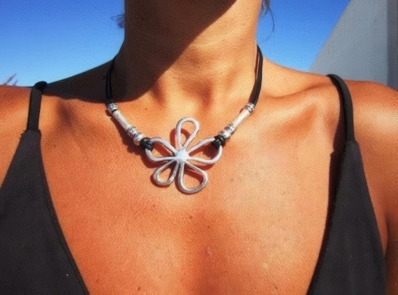 Silver beaded daisy Necklace featuring a birth flower Pendant Charm • Bohemian Personalized Jewelry • Best selling items Gift for her