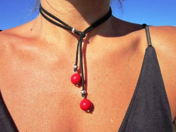 Handmade Couples Red Carnelian Necklace • Y lariat Birth Stone Necklace  • Personalized Jewelry Gift for Her • Birthday Gift for mom or Mama