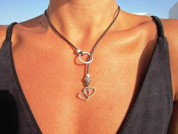 heart necklace jewelry, silver heart lariat, statement  necklaces for women, lariat necklace y necklace