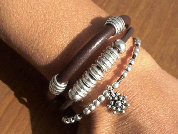Custom Charm Silver Beaded Bracelet • Bohemian Handmade Jewelry • Personalized Custom jewelry Gift for Her & Birthday Gift by kekugi