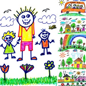14 Hand made abstract colorful drawings for kids
