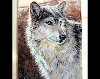 Wolf Acrylic Painting, Luna Painting, Native American Art, Home Artwork Decor