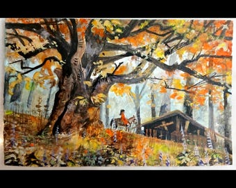 Fantasy Acrylic Painting, Fantasy Traveler Painting, Native American Art, Game Art, Home Artwork Decor