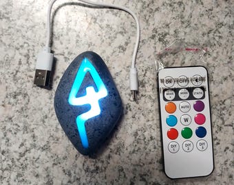Light up Stealth Camouflage Runestone with remote and charging cable, Stealth Runestone