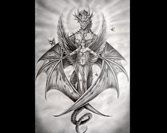 Dragon woman, Fantasy Artwork, Dragon Lovers, Whimsical Artwork, Home Artwork Decor