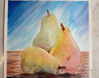 Watercolor Painting, Fruit Still Life Art, Home Artwork Decor