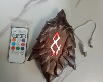 Light up Rune Stone with remote and charging cable, Dragon Scale Rune Stone