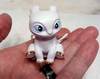 White Dragon Straw Topper, Furry Light Baby Dragon, Silicone Straw Topper
