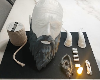DIY Mimir Head Prop  – 3D Printed God of War Replica With Glowing LED Eyes, Mimir Head Lamp, Greek Mythology, Viking Cosplay Costume