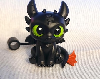 Black Dragon Straw Topper, No Tooth Baby Dragon, Silicone Straw Topper