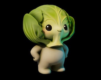 3D STL File Miniature Sprout Scout Cute | Miniature Plant Creature Figurine | 3D Printable Figurine |