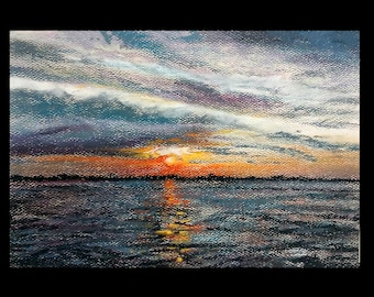 Seascape Painting, Clouds And Sky Art, Pastel Art, Lake Painting, Home Artwork Decor