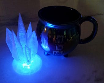 Mini 3D Printed Crystal LED Lamp – Small Color-Changing Night Light for Ambient Mood Lighting, Wireless, Tabletop Crystal Night Light