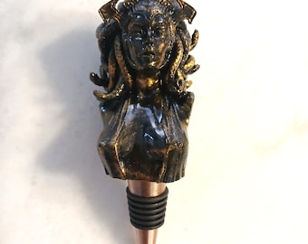 Medusa wine bottle stopper, Snake Queen, Greek Mythology, Epic