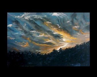 Landscape Painting, Clouds And Sky Art, Pastel Art, Beach House Decor, Home Artwork Decor