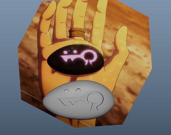 Op anime geïnspireerd 3D-afdrukbaar Runestone-bestand, STL