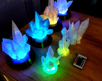 Crystal lamp, wireless LED, 3D printed tabletop light, night light