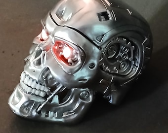 T-800 Terminator Inspired Head, Terminator Skull With LED Eyes, Halloween Skull