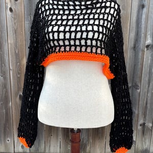 Cropped Halloween Mesh Sweater