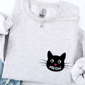 Black Cat Embroidery Sweatshirt,Cat Mom Sweatshirt,Cat Mom gift,Cat Mom Hoodie,Gift for Mom, gift for cat mom,Sweatshirts Cat Mom Embroidery