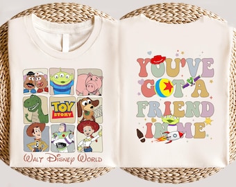 Toy Story Friends Graphic T-Shirt – You've Got a Friend in Me Double-Sided Tee, Cute Disney Pixar Shirt for Family Trips & Gift Giving