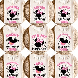 Minnie Birthday Girl Shirts | Matching Disney Family Outfits | Mommy Daddy Sister Brother Tees for Minnie Mouse Party