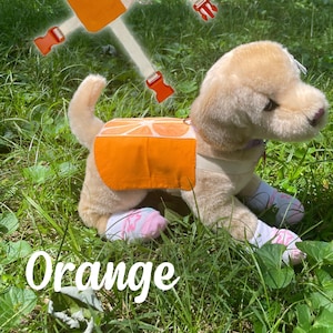 Picnic Collection: Orange - 16&quot; Douglas Plush Vest, ESSA Harness, Pretend Play Stuffed Dog Harness