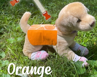 Picnic Collection: Orange - 16&quot; Douglas Plush Vest, ESSA Harness, Pretend Play Stuffed Dog Harness