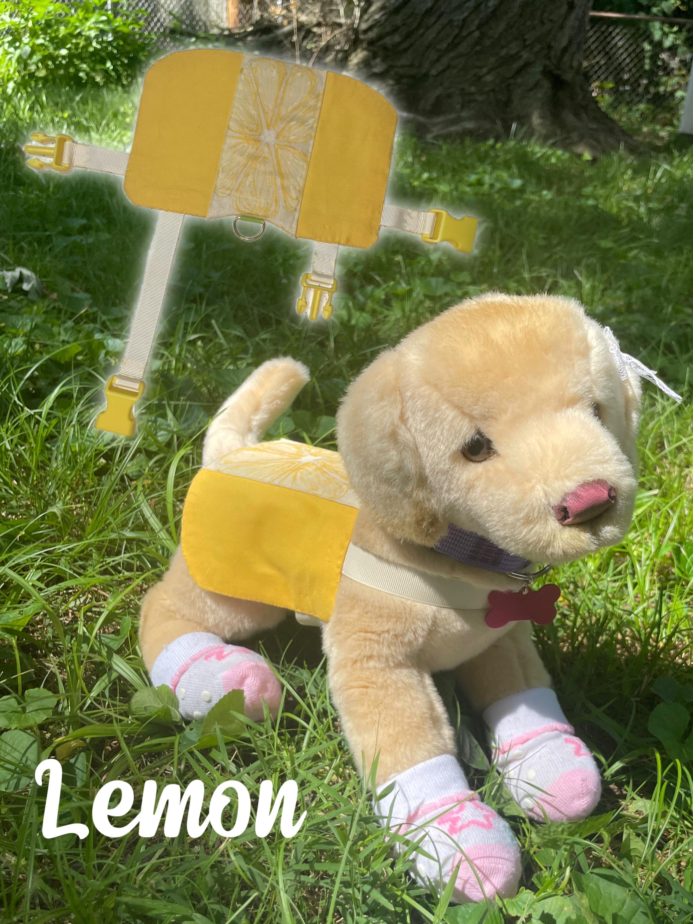 Picnic Collection: Lemon - 16" Douglas Plush Vest, ESSA Harness, Pretend Play Stuffed Dog Harness